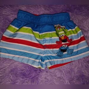 Sesame Street Kids Swim Trunks- Elmo, Cookie Monster, Oscar